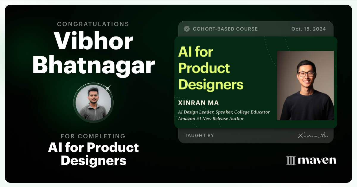 Certificate of Completion for AI for Product Designers