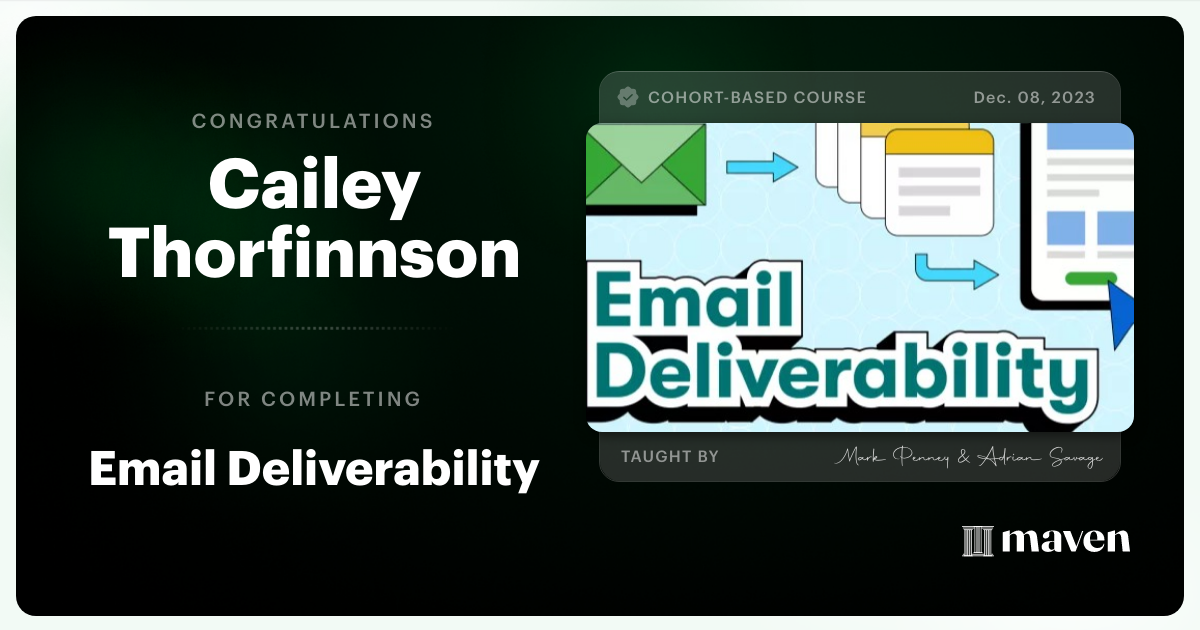 Certificate of Completion for Email Deliverability