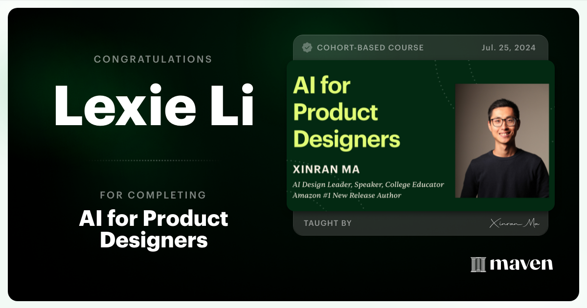 Certificate of Completion for AI for Product Designers