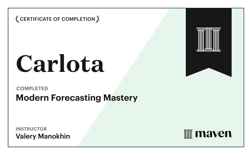 Certificate for Modern Forecasting Mastery: From Models to Decisions