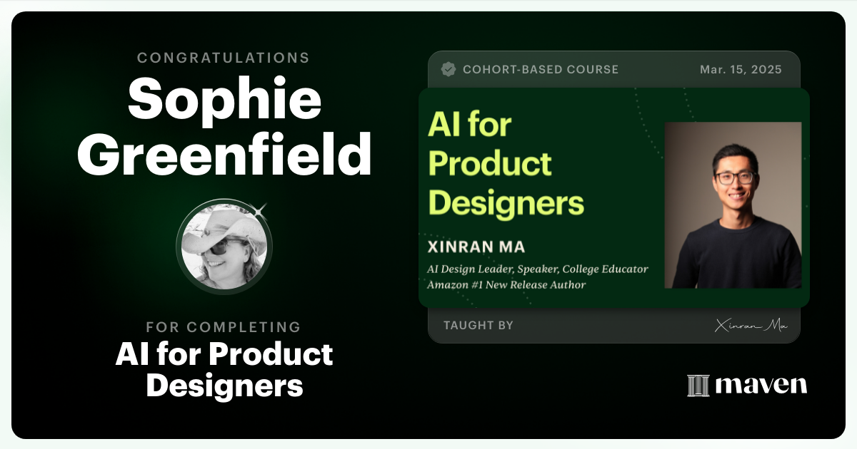 Certificate of Completion for AI for Product Designers