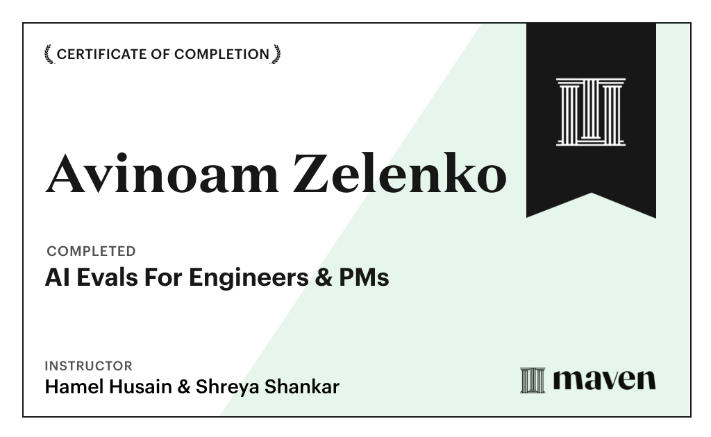 Certificate for AI Evals For Engineers & PMs