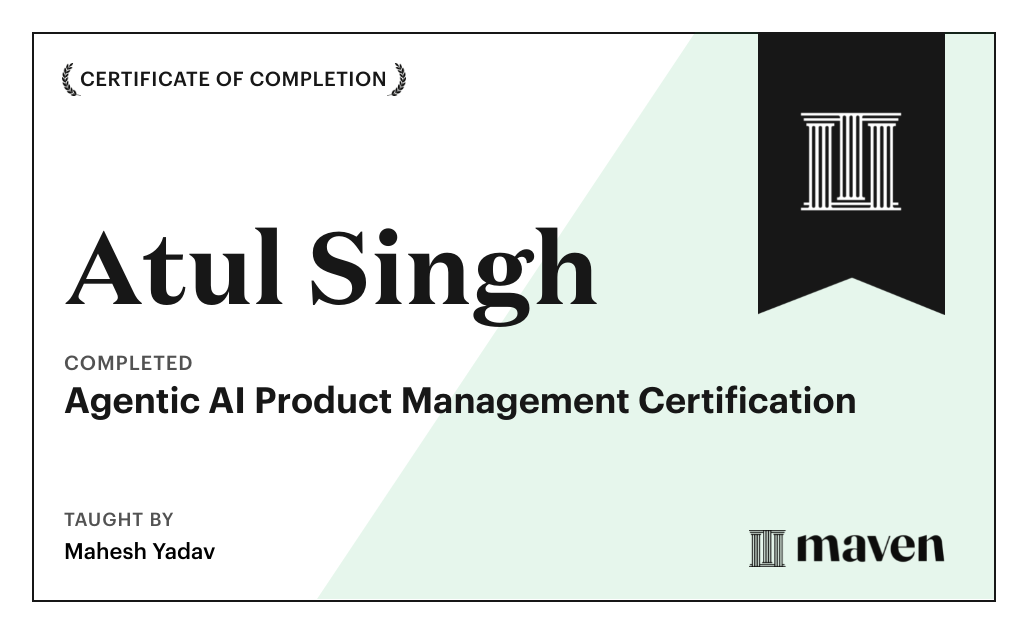 Certificate for Agentic AI Product Management Certification