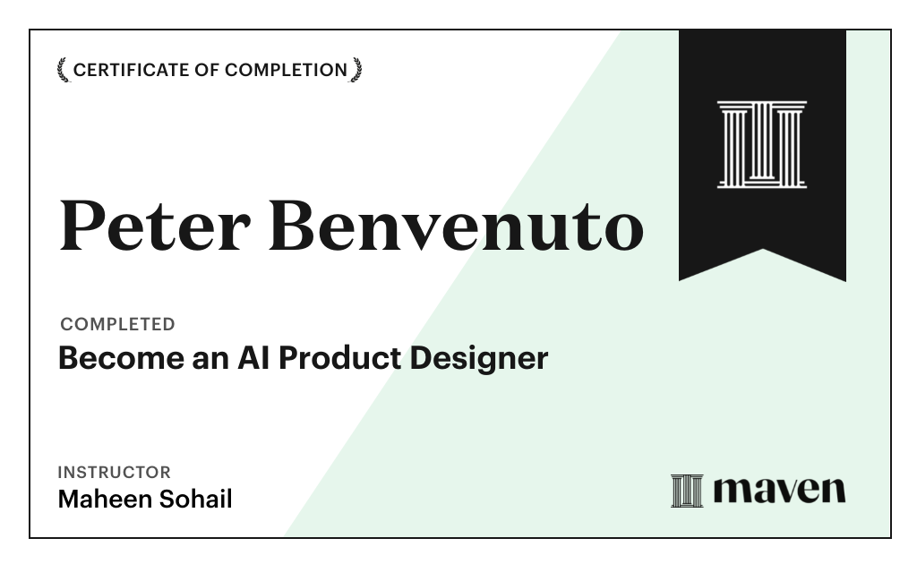 Certificate for Become an AI Product Designer