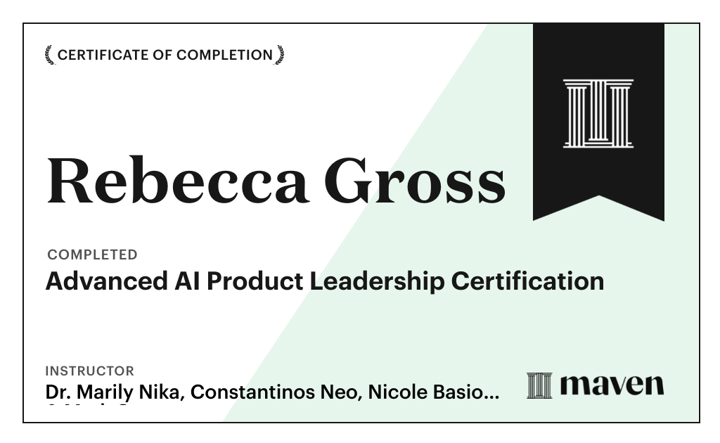 Certificate for Advanced AI Product Leadership Certification