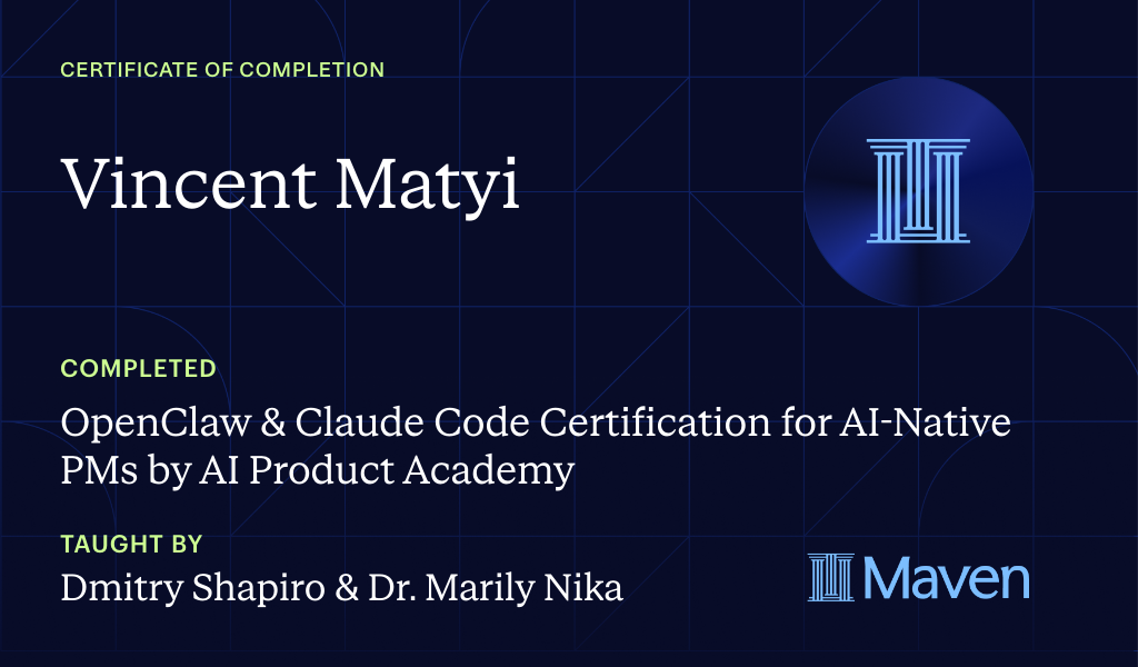 Certificate for OpenClaw & Claude Code Certification for AI-Native PMs by AI Product Academy