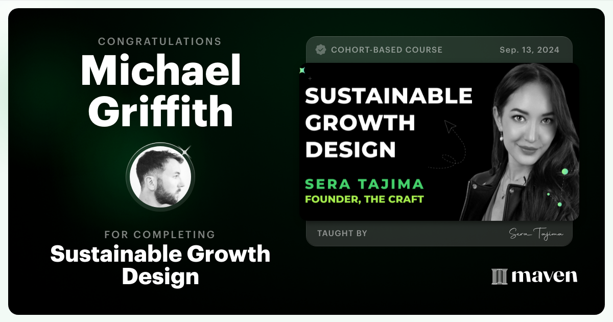 Certificate of Completion for Growth Design for a Sustainable Future