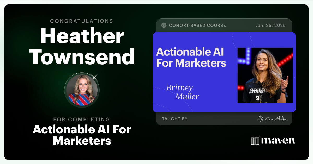 Certificate of Completion for Actionable AI For Marketers