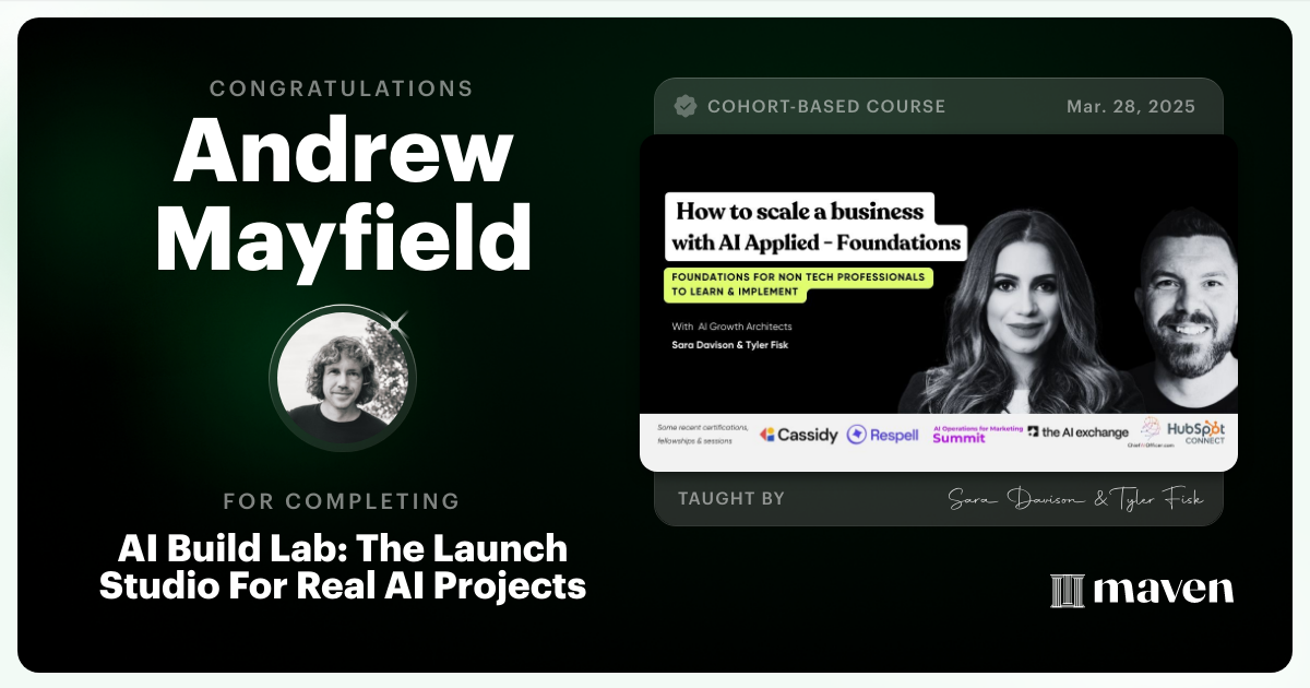 Certificate of Completion for Master Market-Ready Agentic AI Workflows: Step-by-Step, No Code Required