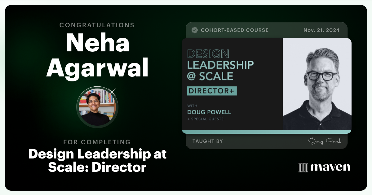 Certificate of Completion for Design Leadership at Scale: Director