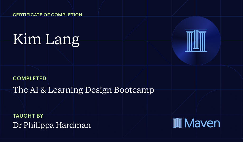 Certificate for The AI Bootcamp for L&D