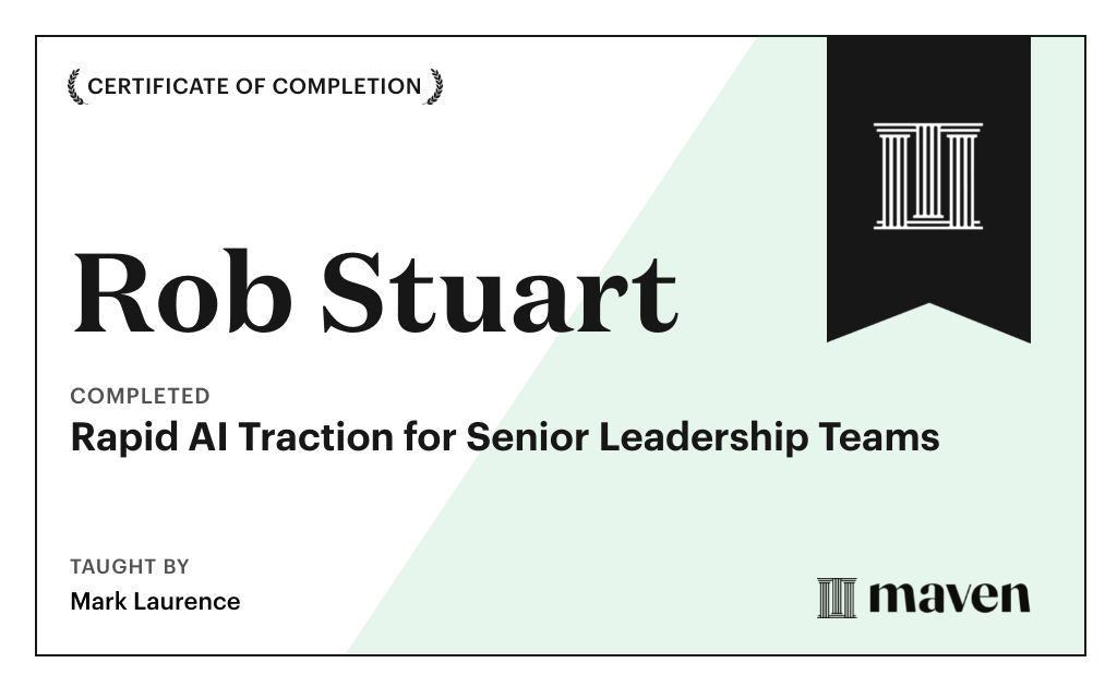 Certificate for Rapid AI Traction for Senior Leadership Teams