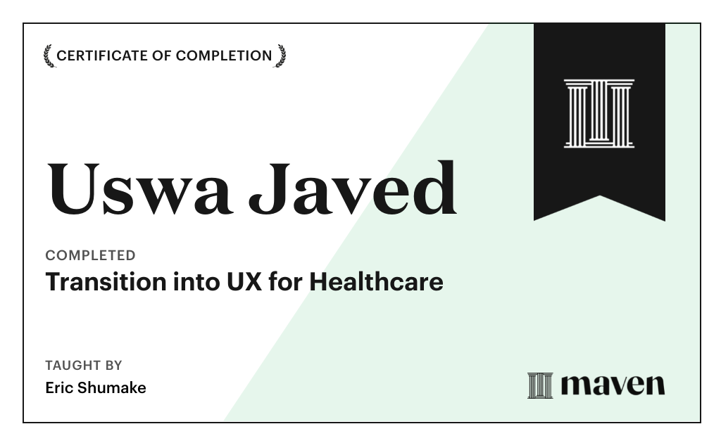 Certificate for Transition into UX for Healthcare
