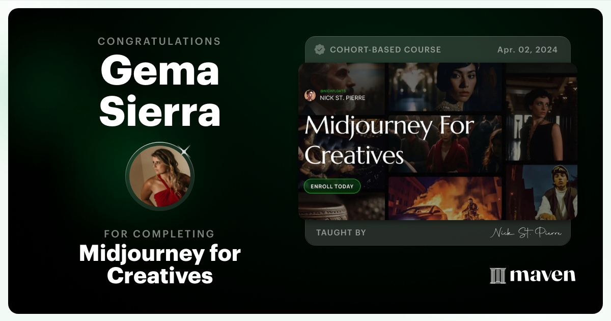 Certificate of Completion for Midjourney for Creatives