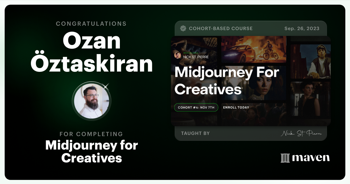 Certificate of Completion for Midjourney for Creatives