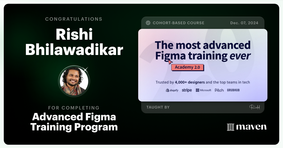 Certificate of Completion for Advanced Figma Training Program