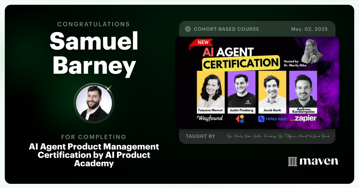 Certificate of Completion for OpenClaw & Claude Code Certification for AI-Native PMs by AI Product Academy