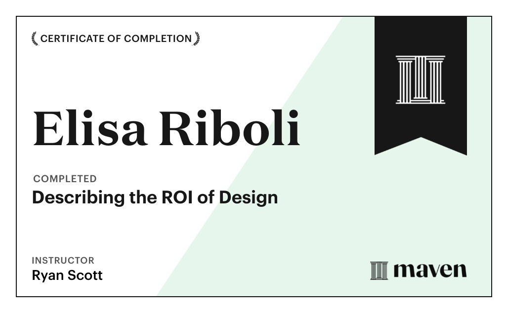 Certificate for Describing the ROI of Design