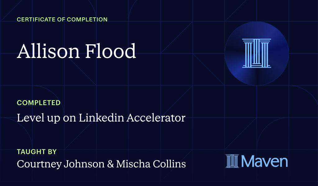 Certificate for Level up on Linkedin Accelerator
