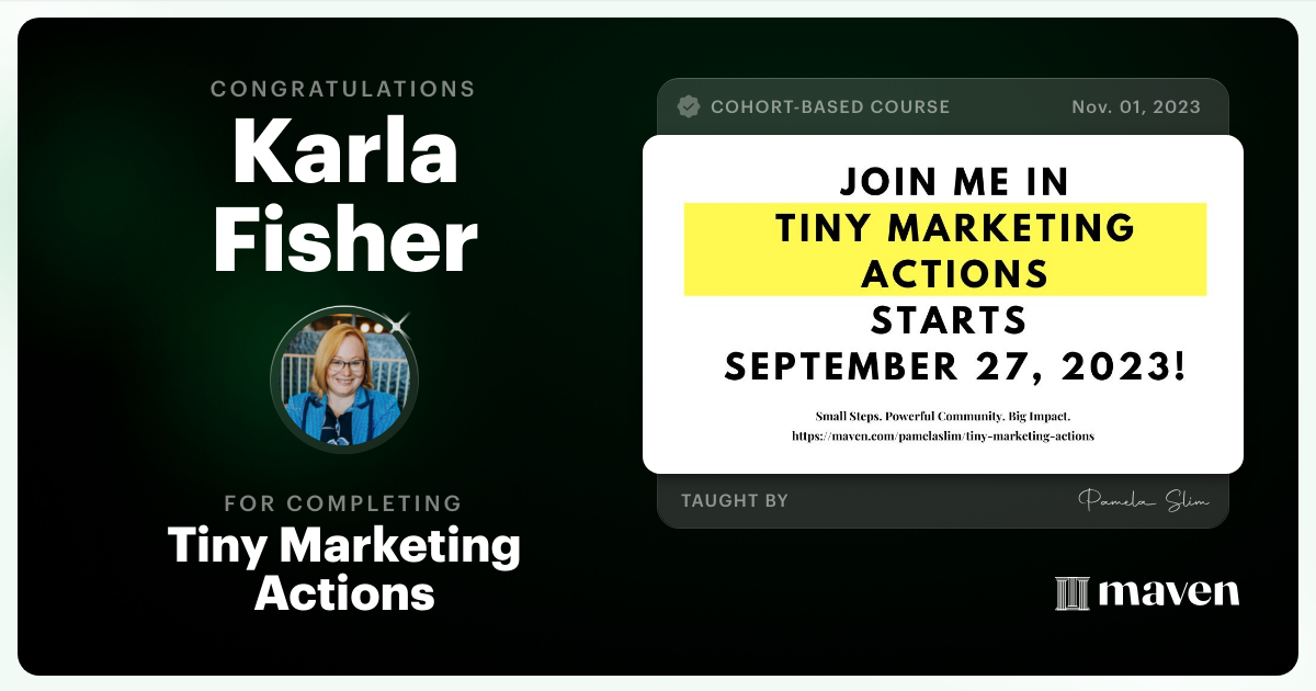 Certificate of Completion for Tiny Marketing Actions