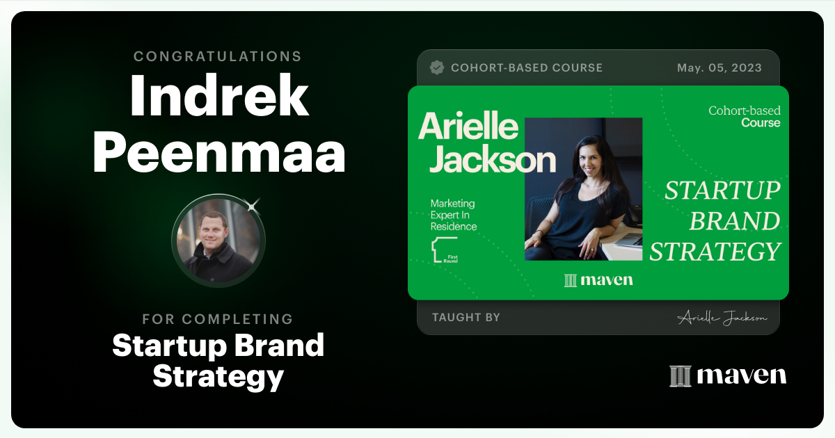 Certificate of Completion for Startup Brand Strategy