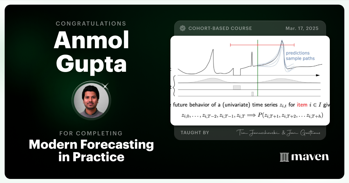 Certificate of Completion for Modern Forecasting in Practice