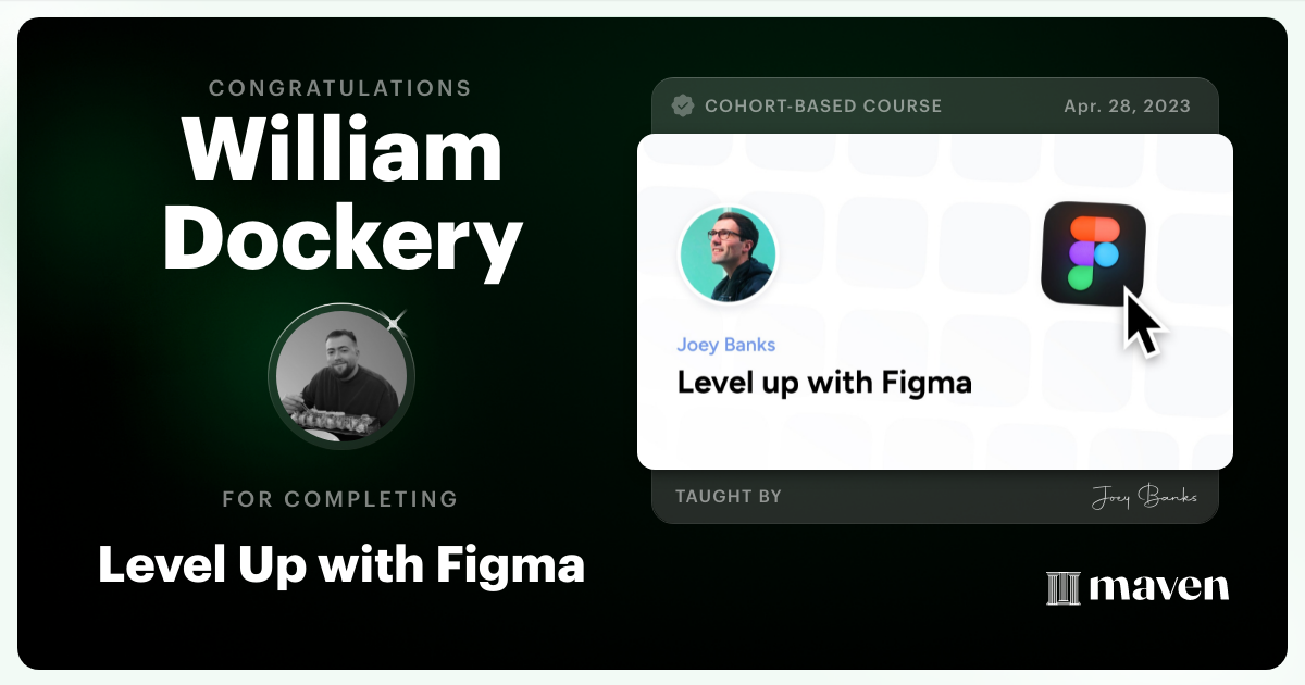 Certificate of Completion for Level Up with Figma
