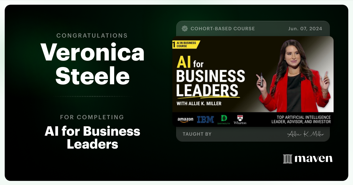 Certificate of Completion for AI for Business Leaders