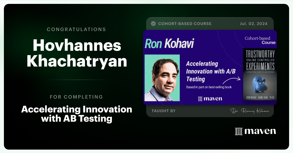 Certificate of Completion for Accelerating Innovation with A/B Testing