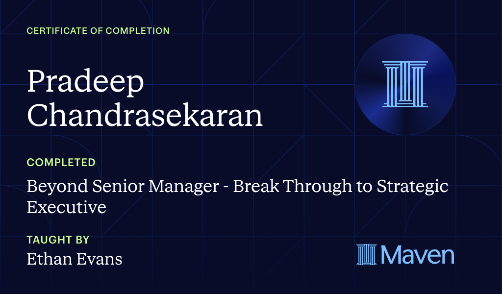 Certificate for Beyond Senior Manager - Break Through to Strategic Executive