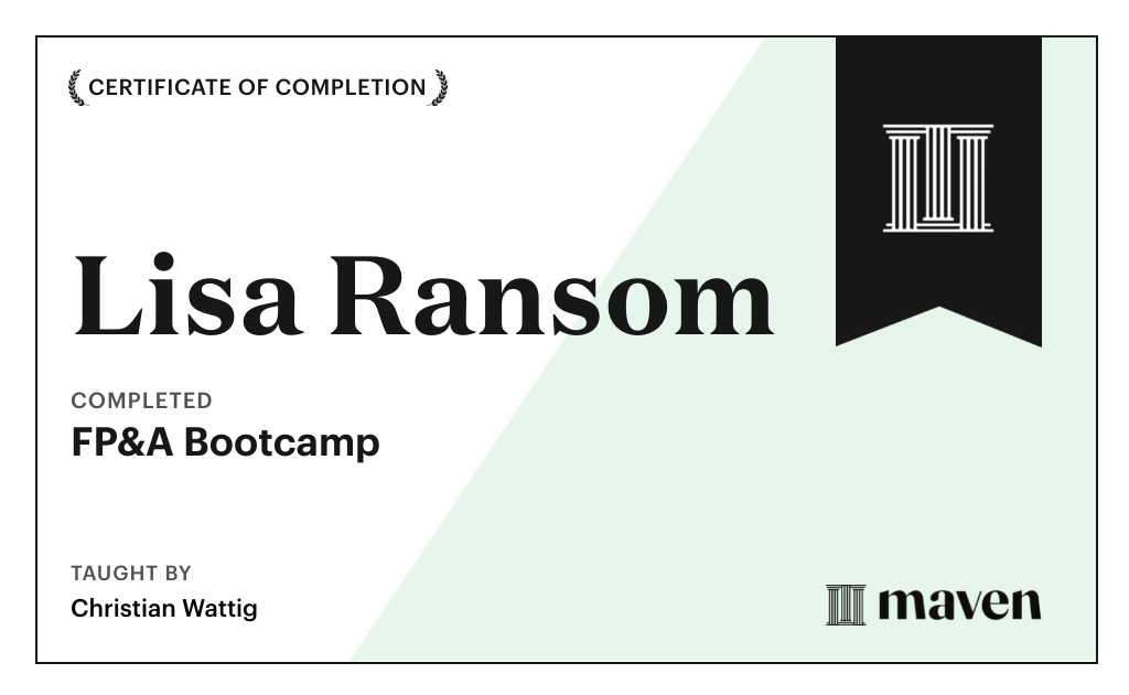 Certificate for FP&A Bootcamp