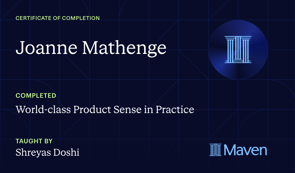 Certificate for World-class Product Sense in Practice