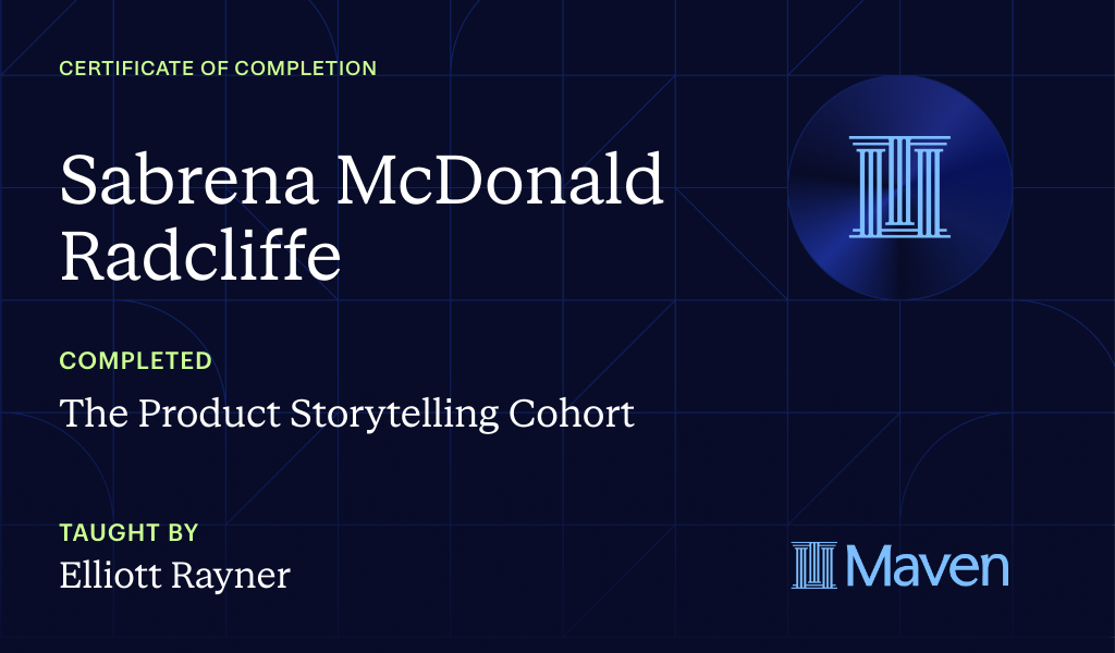 Certificate for The Product Storytelling Cohort
