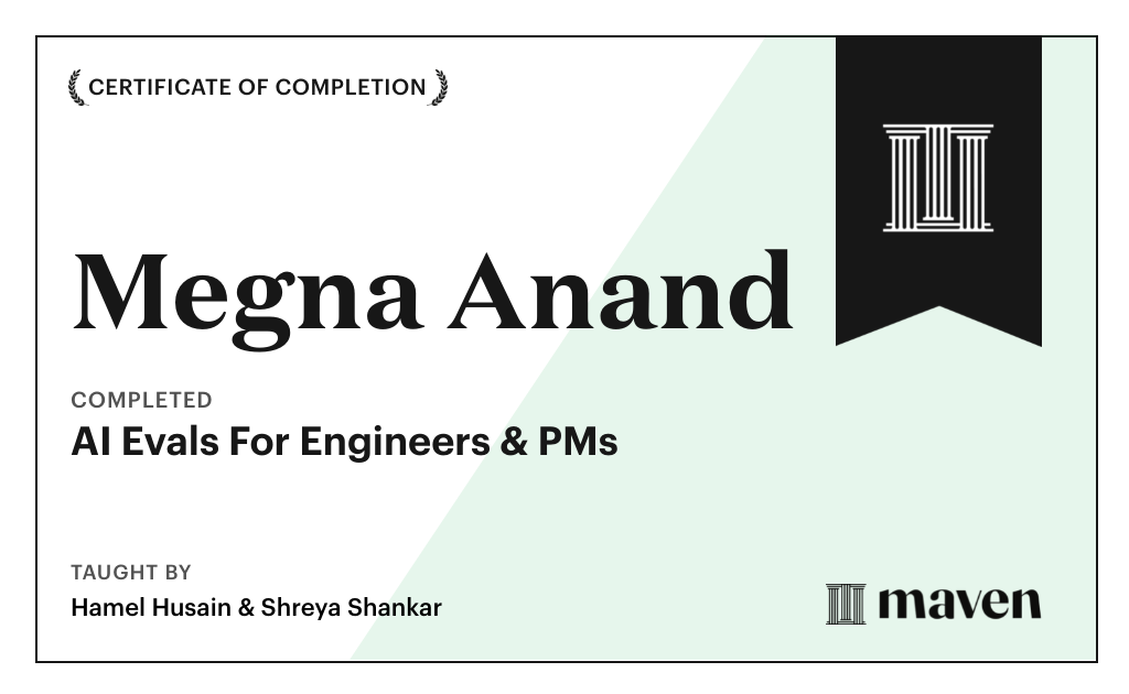 Certificate for AI Evals For Engineers & PMs