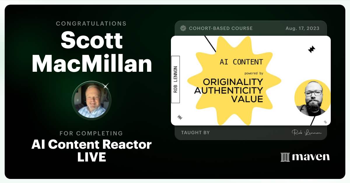 Certificate of Completion for AI Agents for Content Creators