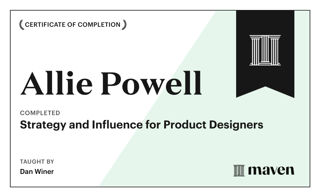Certificate for Strategy and Influence for Product Designers