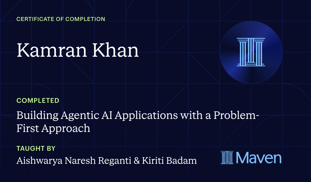Certificate for Building Agentic AI Applications with a Problem-First Approach