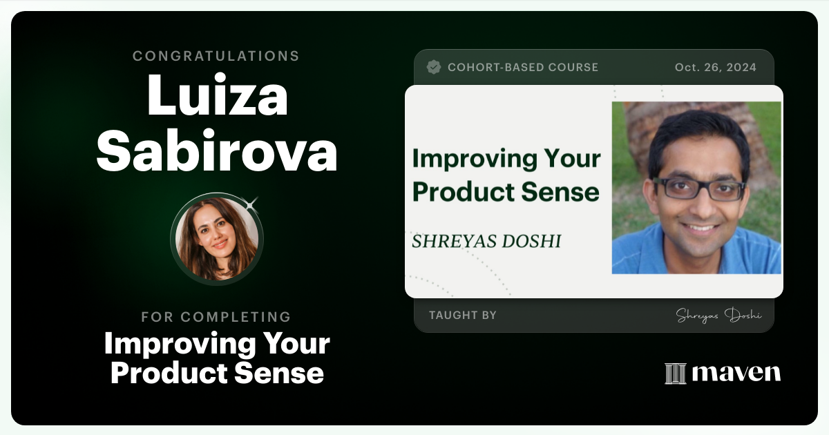 Certificate of Completion for World-class Product Sense in Practice