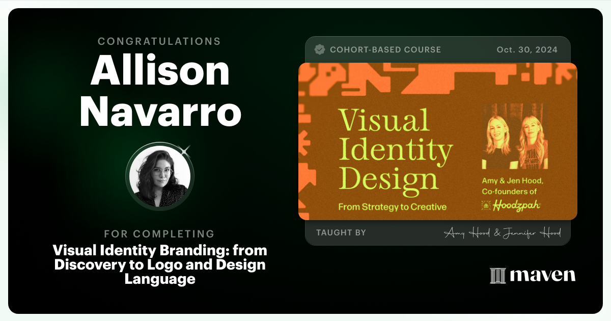 Certificate of Completion for Visual Identity Branding: from Discovery to Logo and Design Language