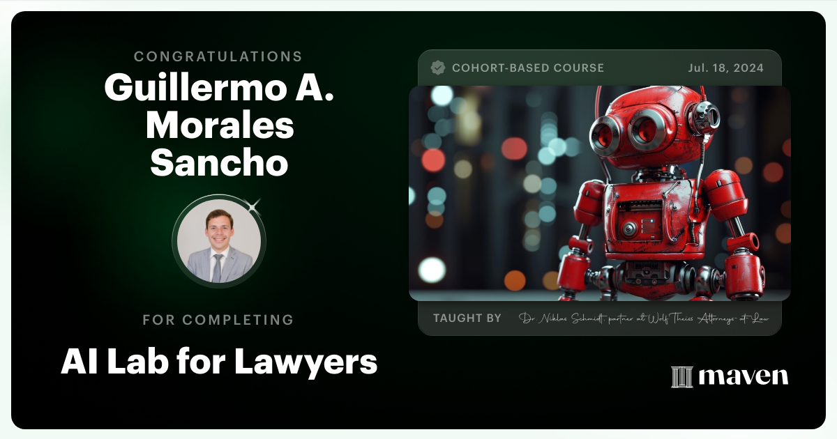 Certificate of Completion for AI Lab for Lawyers