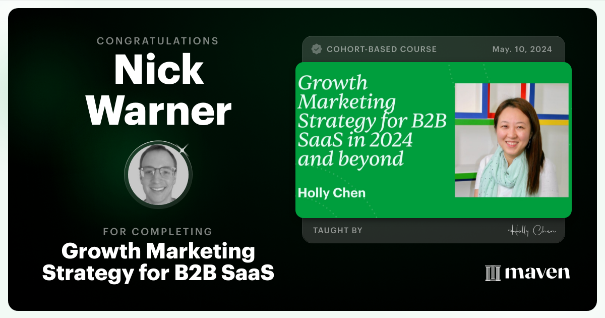 Certificate of Completion for Growth Marketing Strategy for B2B SaaS