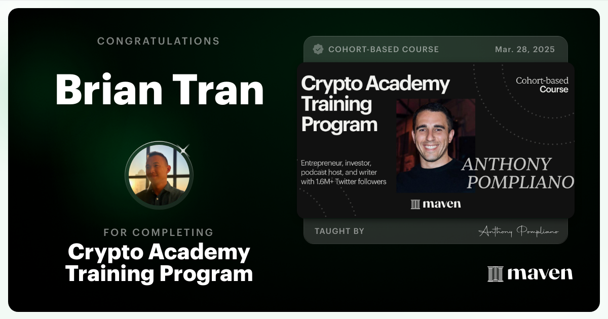 Certificate of Completion for Crypto Academy Training Program