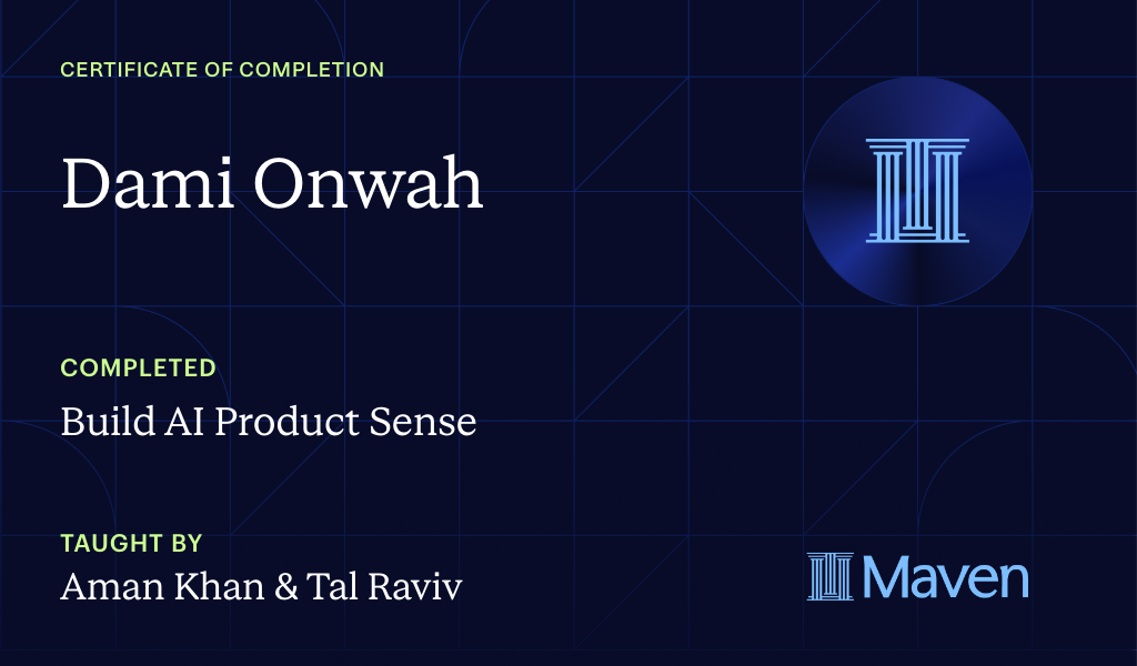 Certificate for Build AI Product Sense