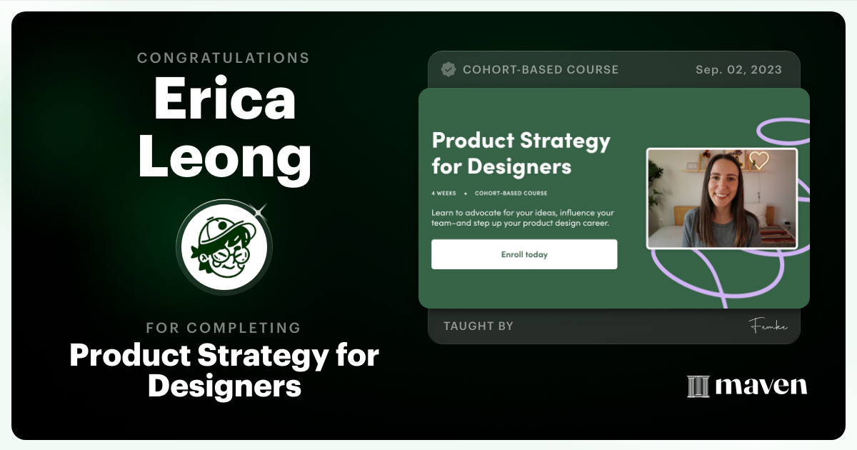 Certificate of Completion for Product Strategy for Designers
