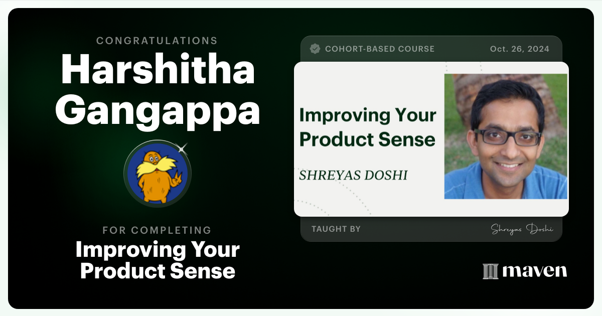 Certificate of Completion for World-class Product Sense in Practice