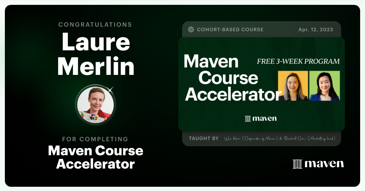 Certificate of Completion for Maven Course Accelerator