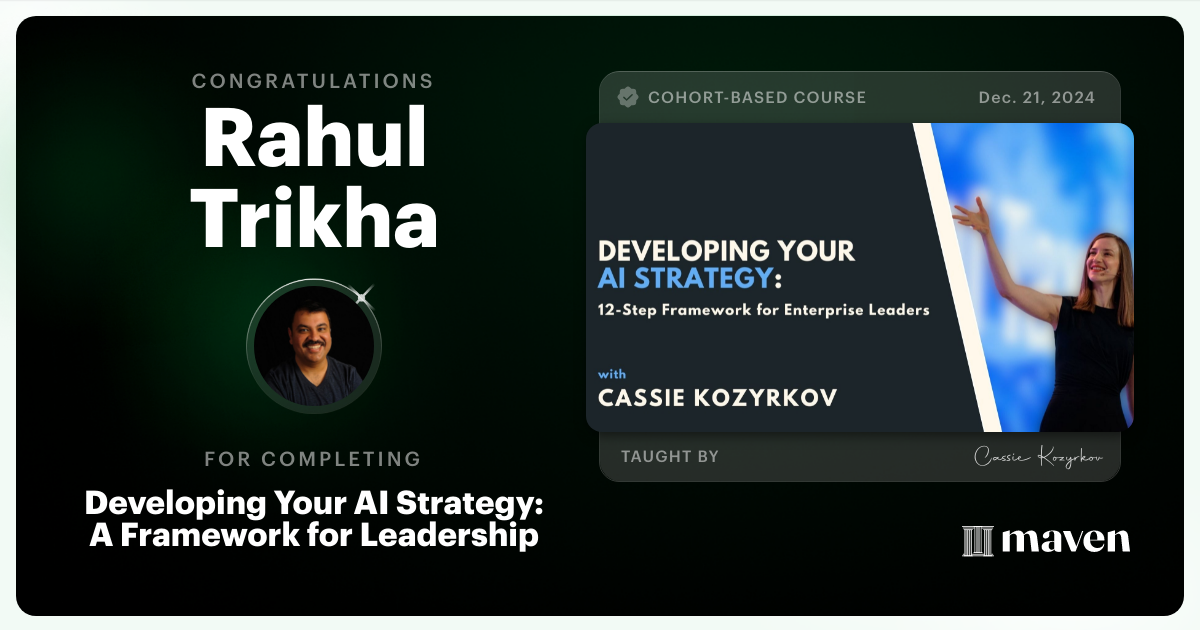 Certificate of Completion for Developing Your AI Strategy: A Framework for Leadership