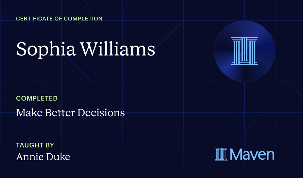 Certificate for Make Better Decisions