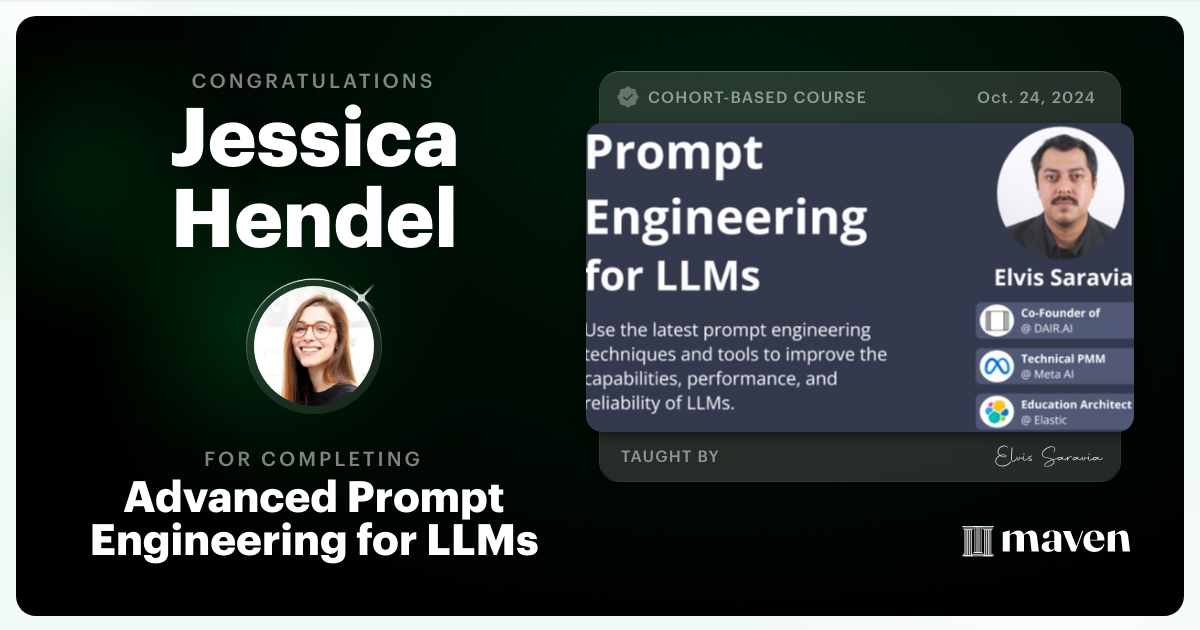 Certificate of Completion for Advanced Prompt Engineering for LLMs