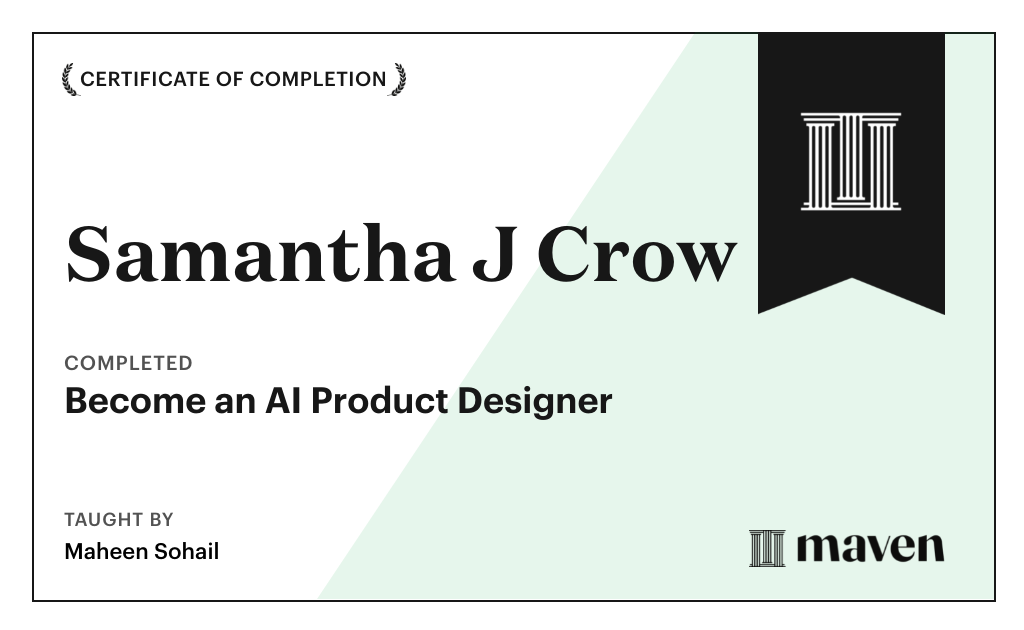 Certificate for Become an AI Product Designer